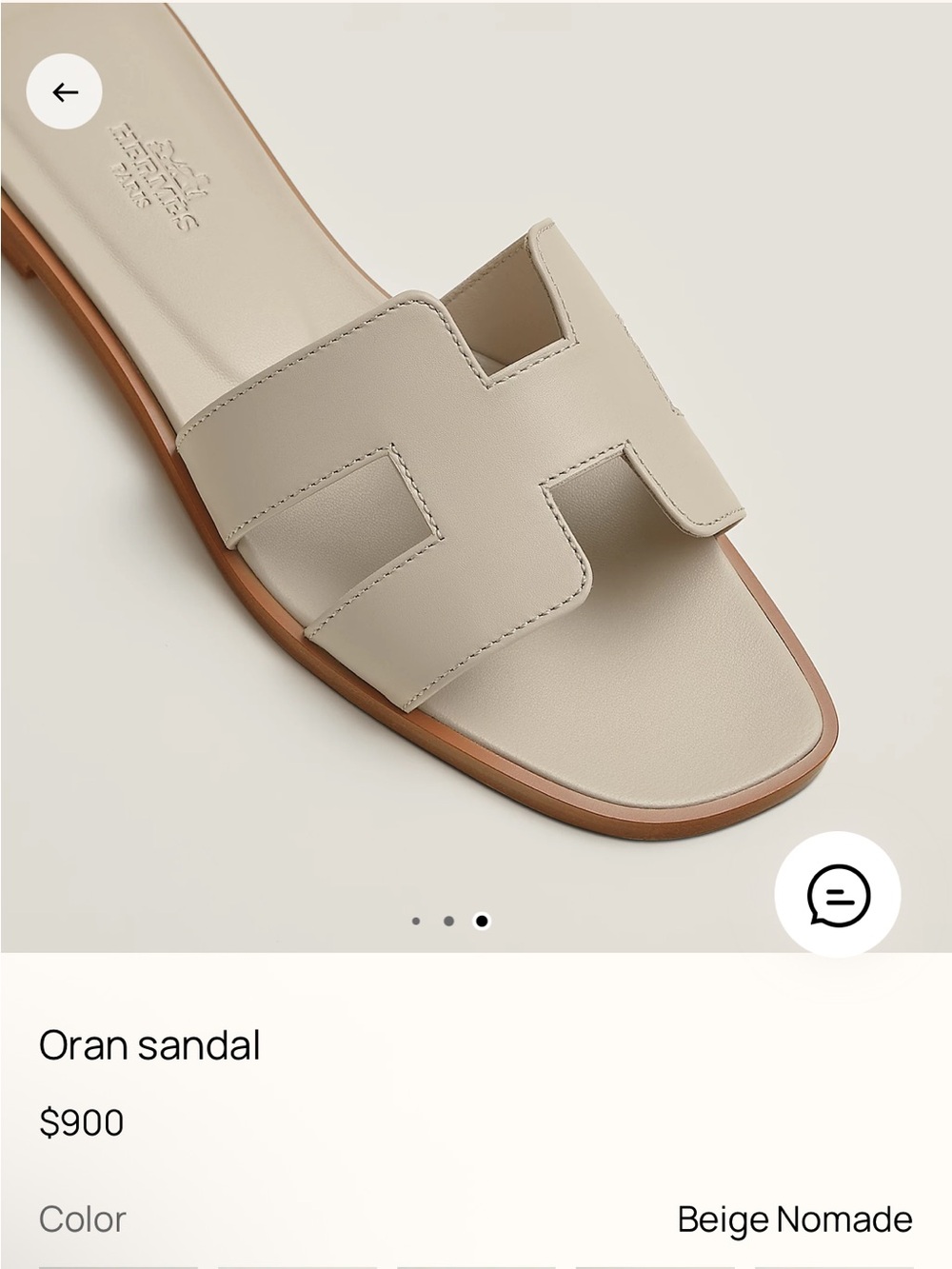 Hermes Beige/Tan Oran Leather Slide Sandals - Picture 8 of 10